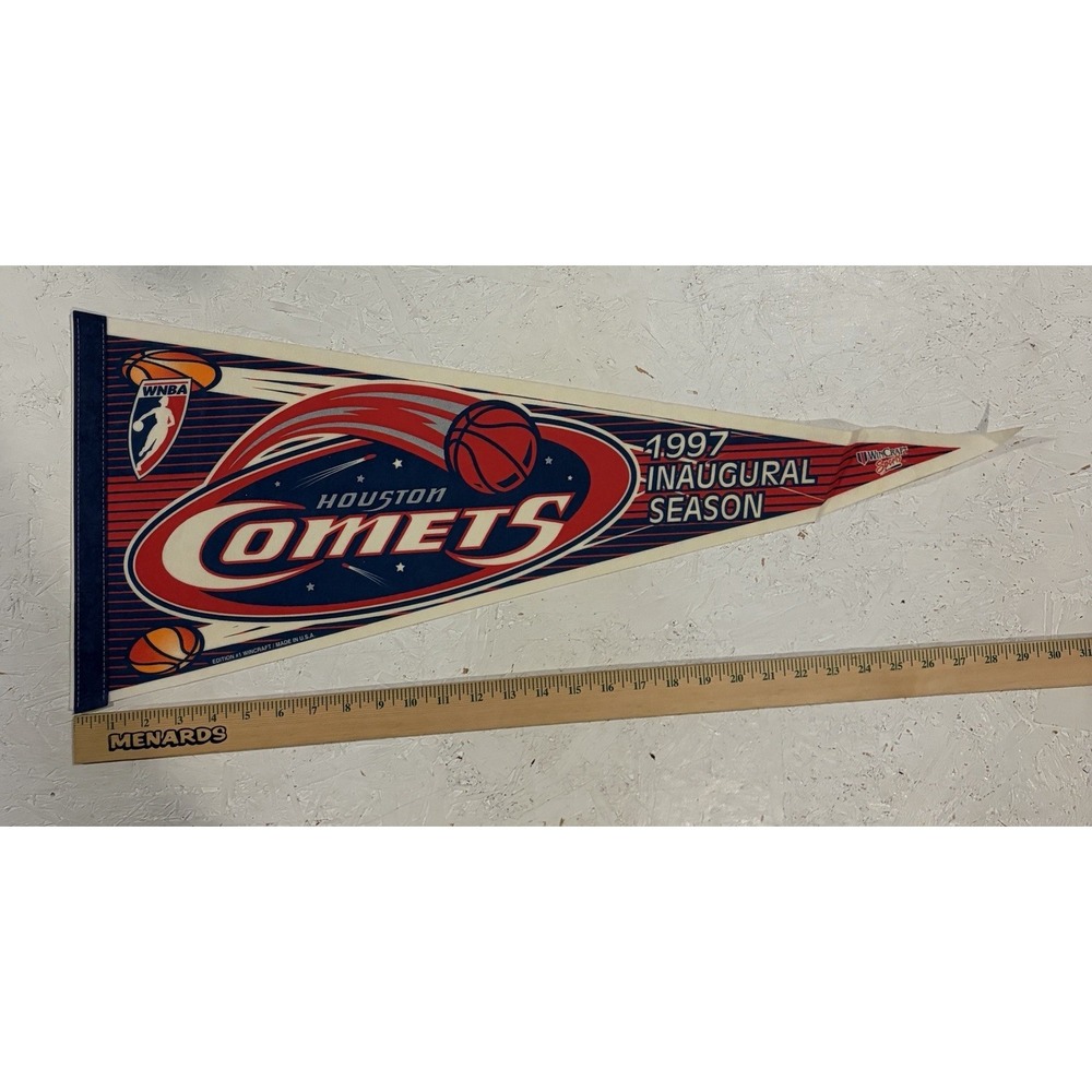 Vintage WinCraft Houston Comets WNBA 1997 Inaugural Season Pennant Flag